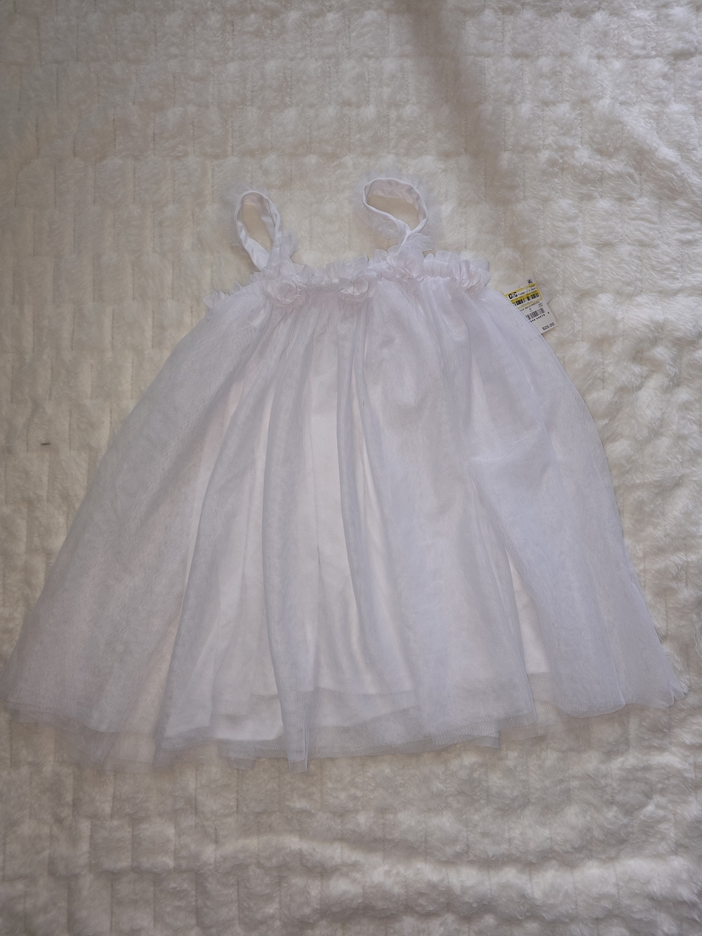 Audrey Camille White Tulle Spaghetti Strap Dress
